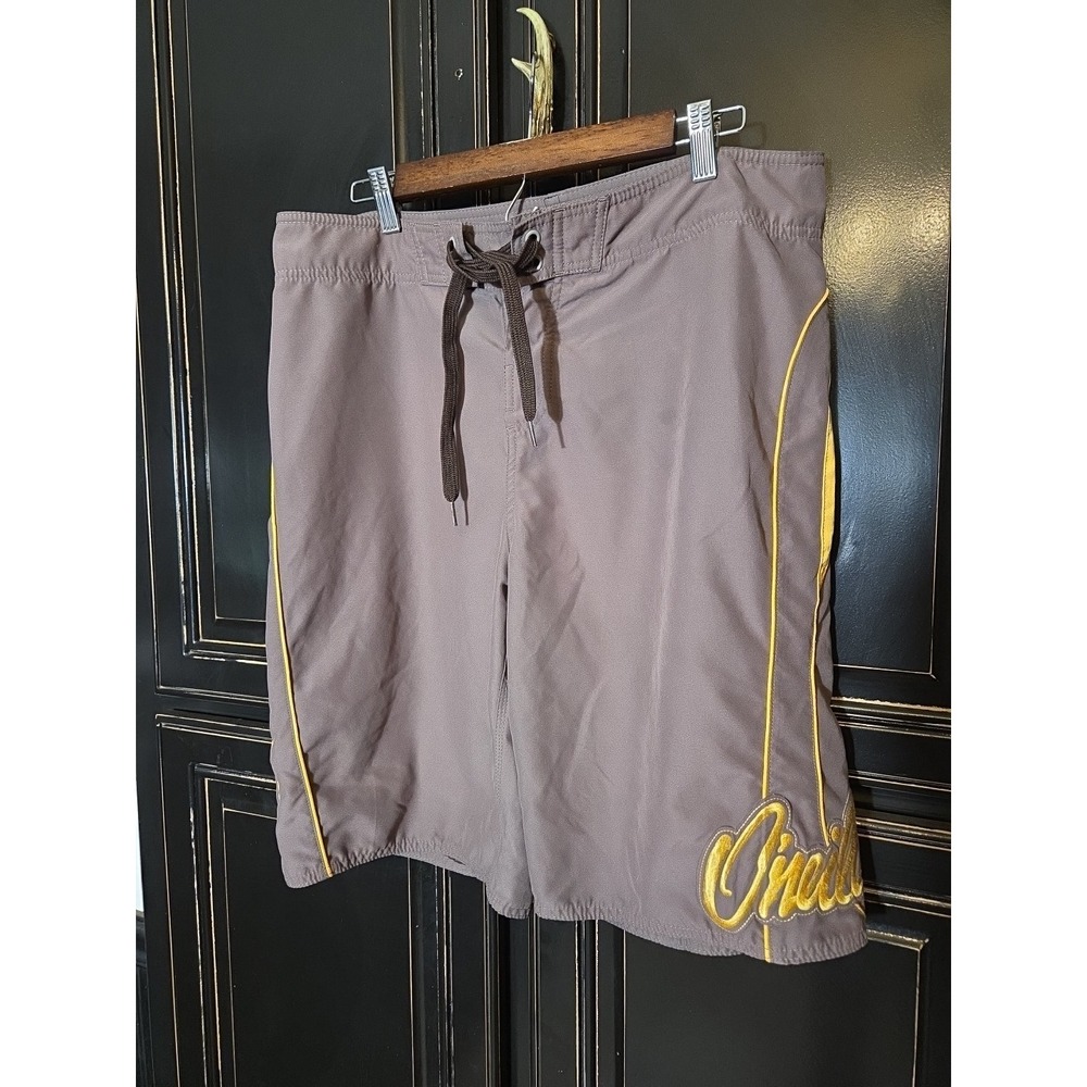 Vintage O'Neil Swim Trunks Board Shorts Mens 34L  Surf Embroidered Logo Gray